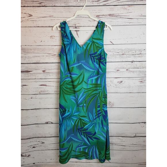 NWT Vtg Leslie Belle Shell buttons Green Blue Botanical Dress & Shirt Size 8 - Picture 9 of 16